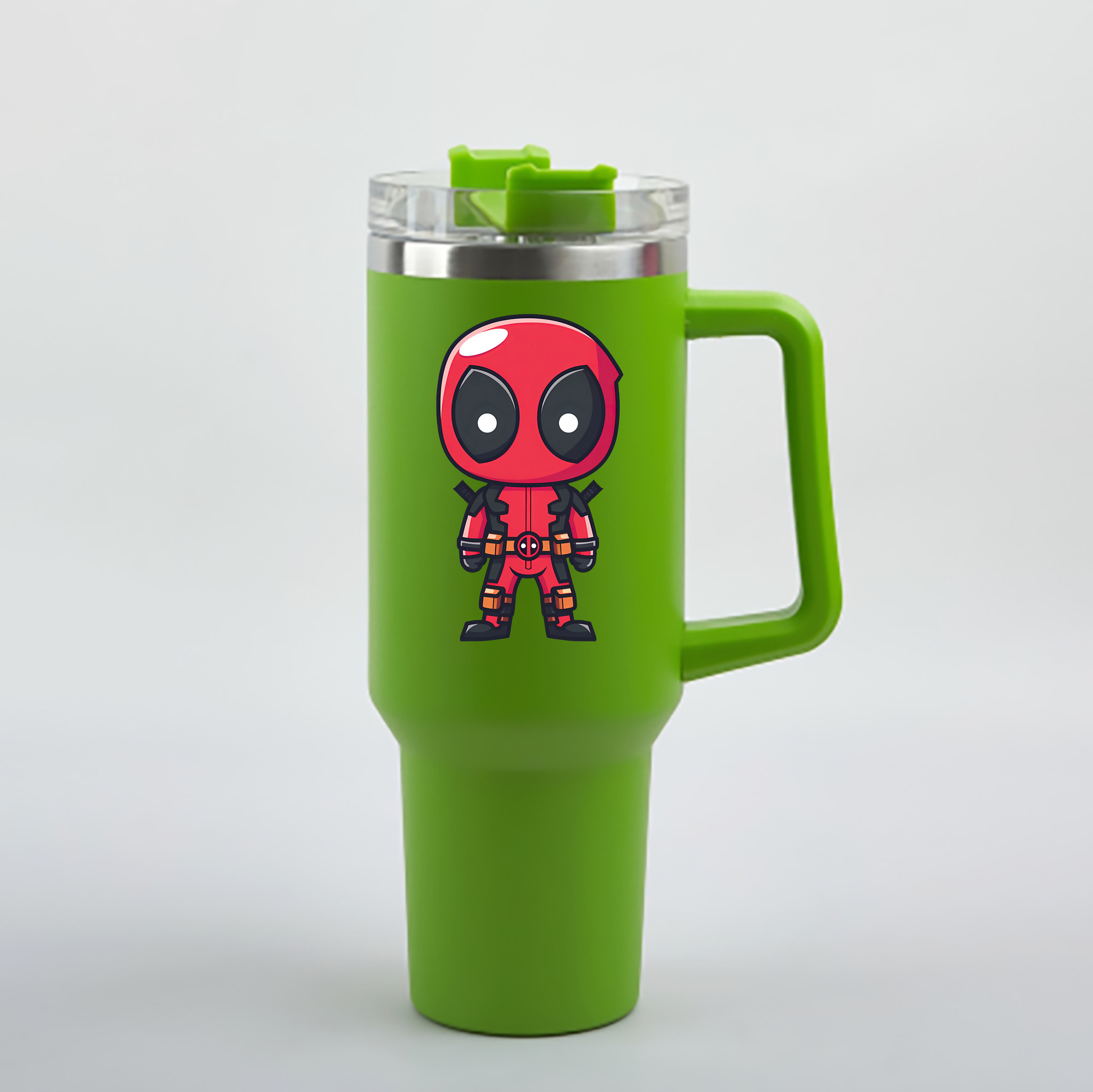 （画像用） Deadpool デッドプール 1200mL車用タンブラー - クリスタルステッカー（プラスチックストロー付き）